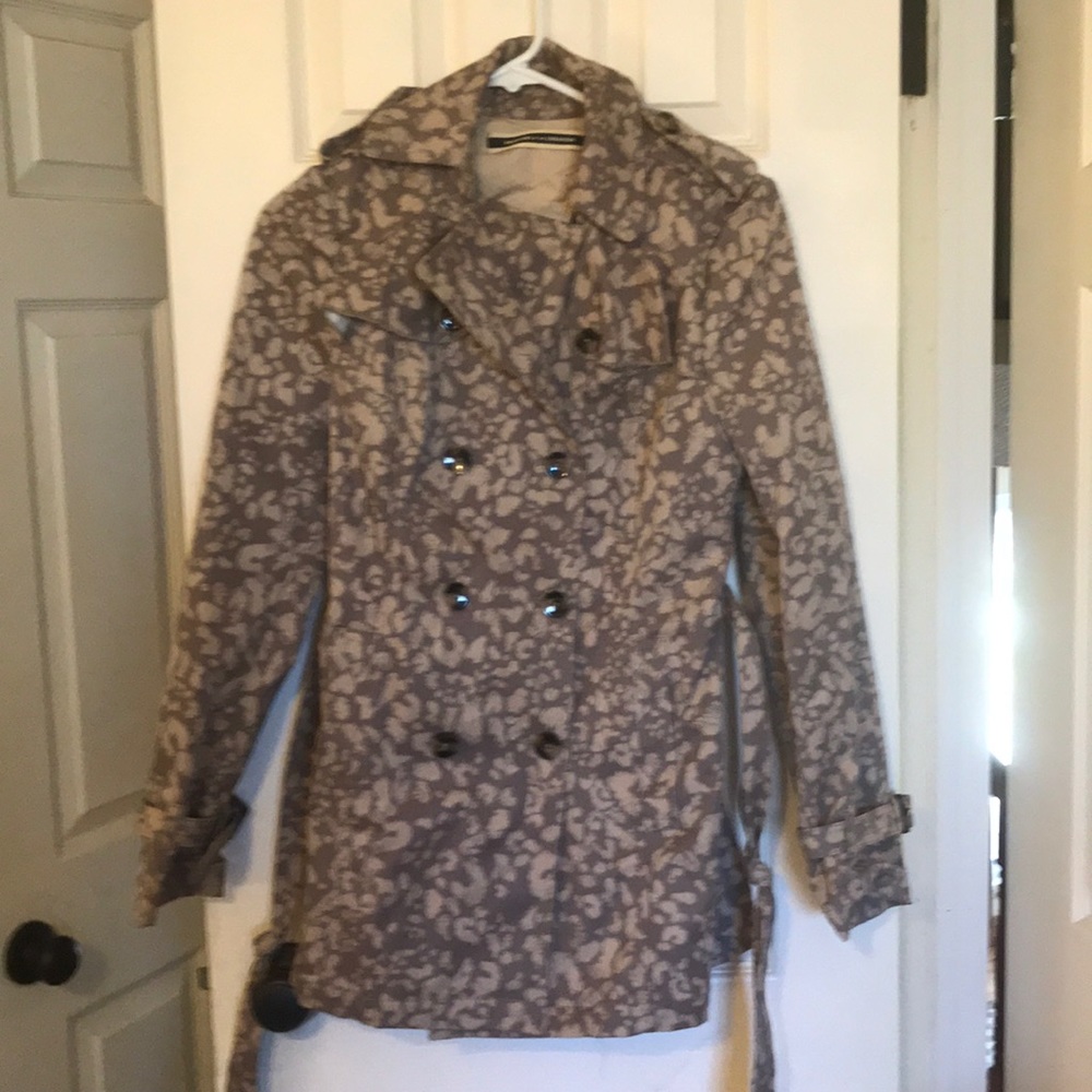 Anthropologie trench coat animal print